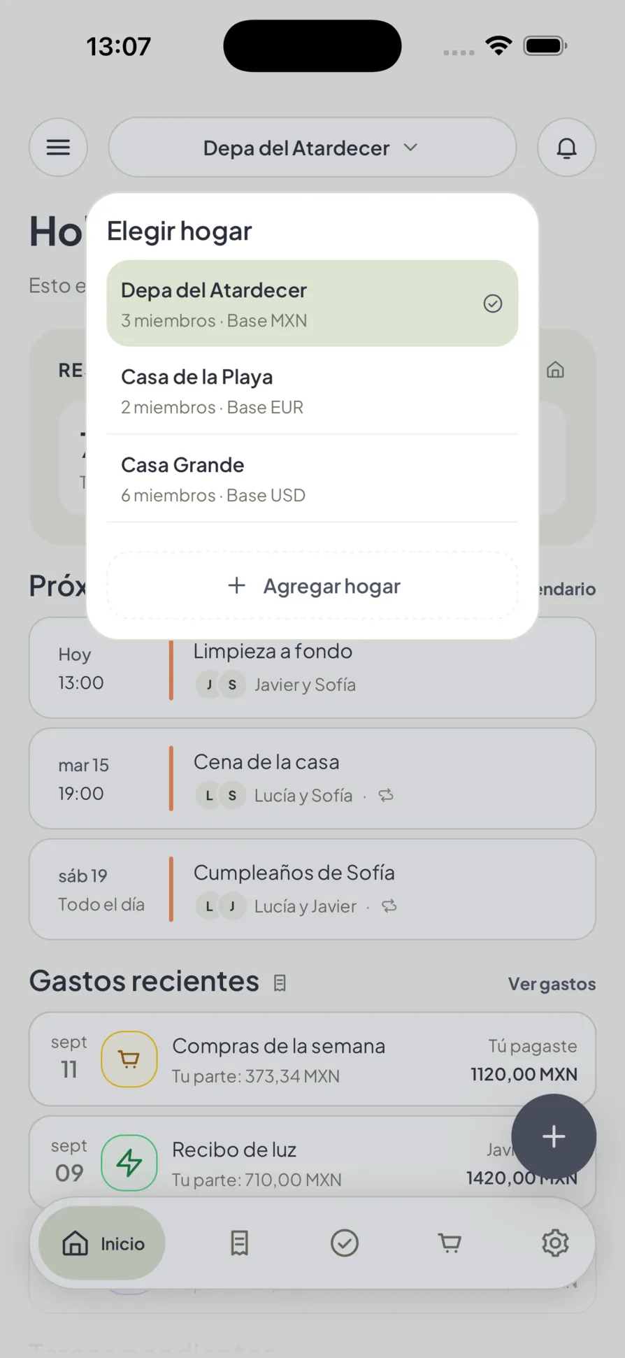 Cambiar de hogar en Homio